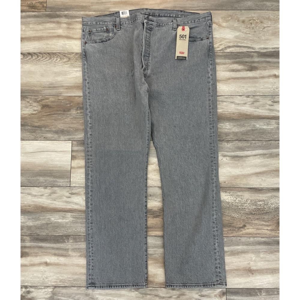 Levi's 501 Original Fit Jeans Men 44x32 Grey Straight Leg Button Fly